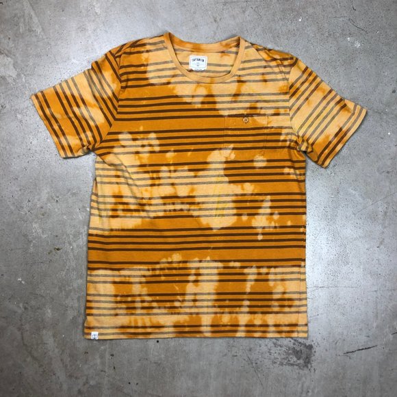 Captain Fin Other - Mustard Bleach Tie Dye Striped Pocket Grunge Tee